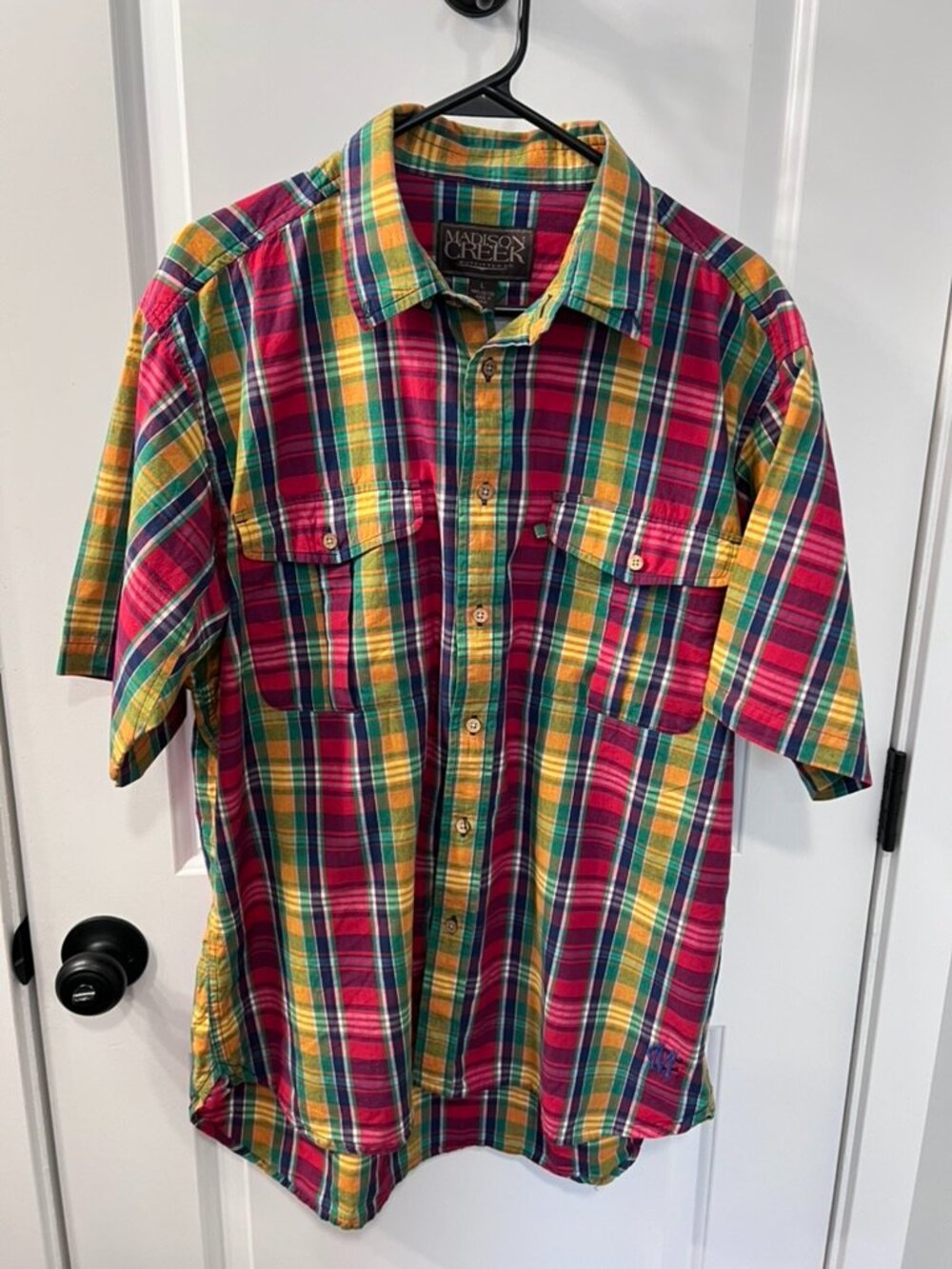 Madison Creek Outfitters Plaid Button Front Shirt Men's Large Short Sleeve